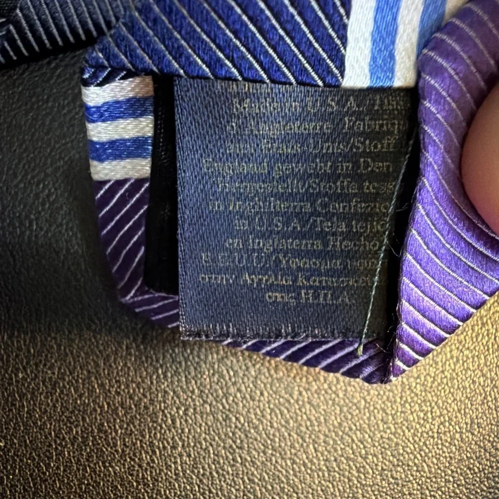 Brooks Brothers Makers And Merchants Purple A D Navy Striped Silk Tie!